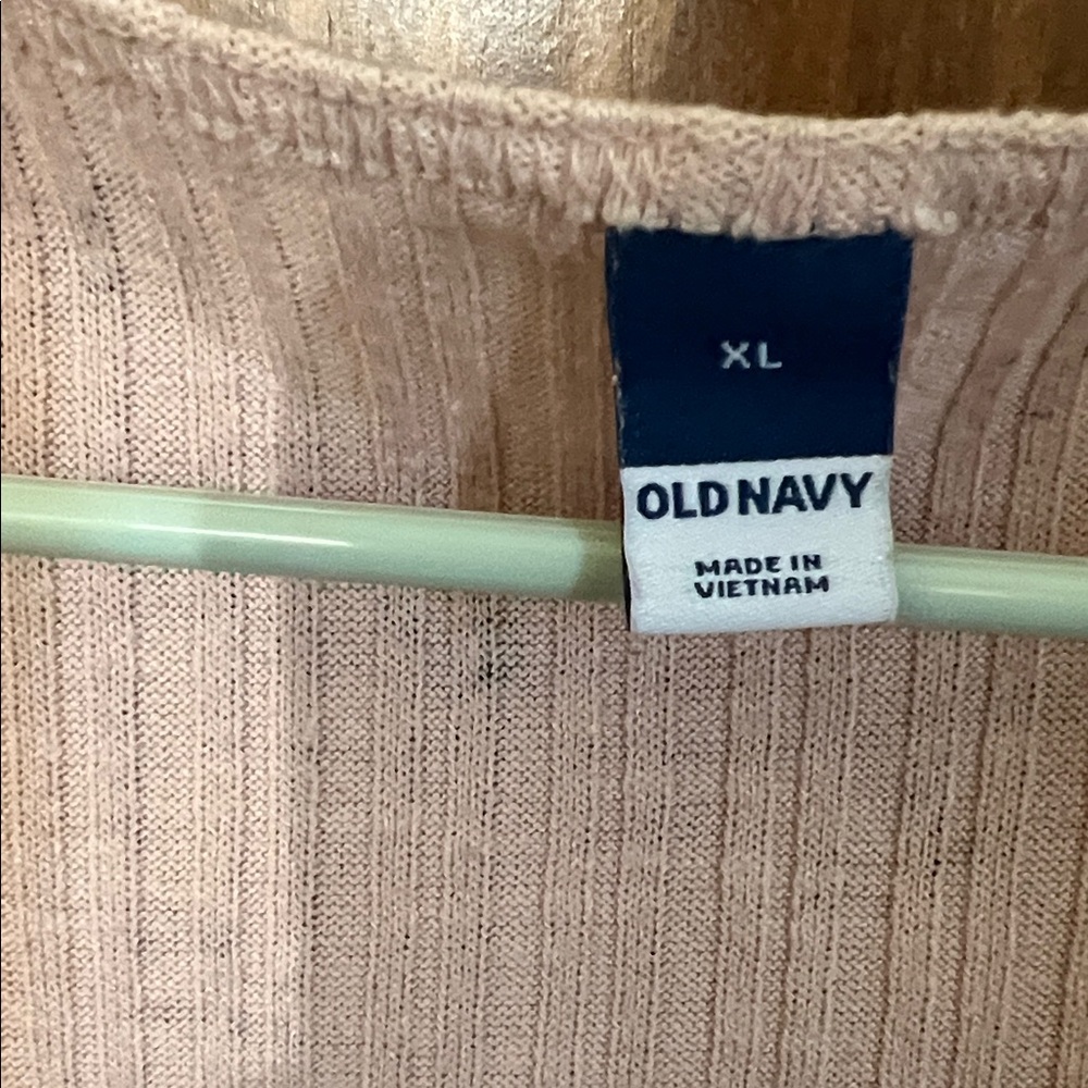 Old Navy Light Pink Floral Ribbed Tee - Picture 2 of 2